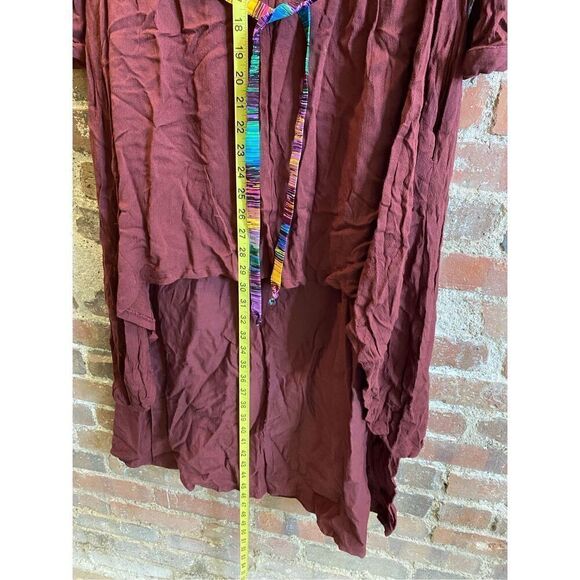 Anself Burgandy Tunic 1/4 Sleeve Colorful Sash Women’s Size M - Picture 6 of 10
